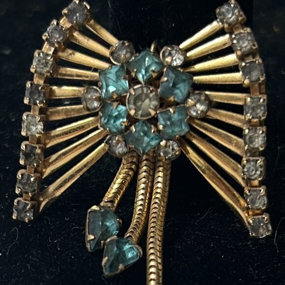 Vintage MCM Signed Marks & Spencer 12K Gold-Filled Rhinestone Brooch Pendant - Picture 1 of 4